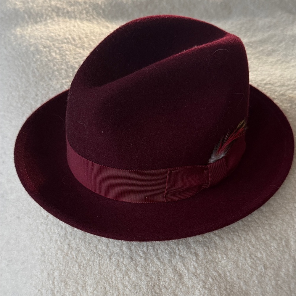 Classic Burgundy Fedora Hat